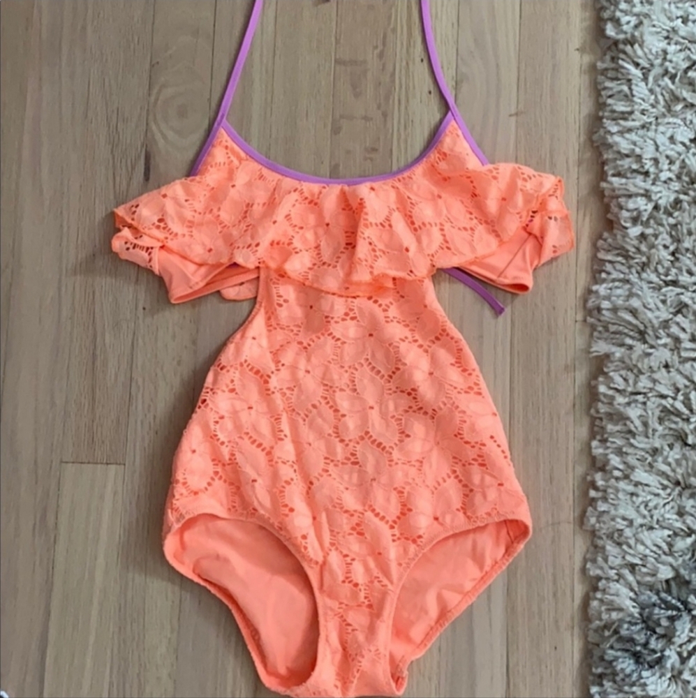 Gorgeous VS Neon Peach Scoop Back One Piece